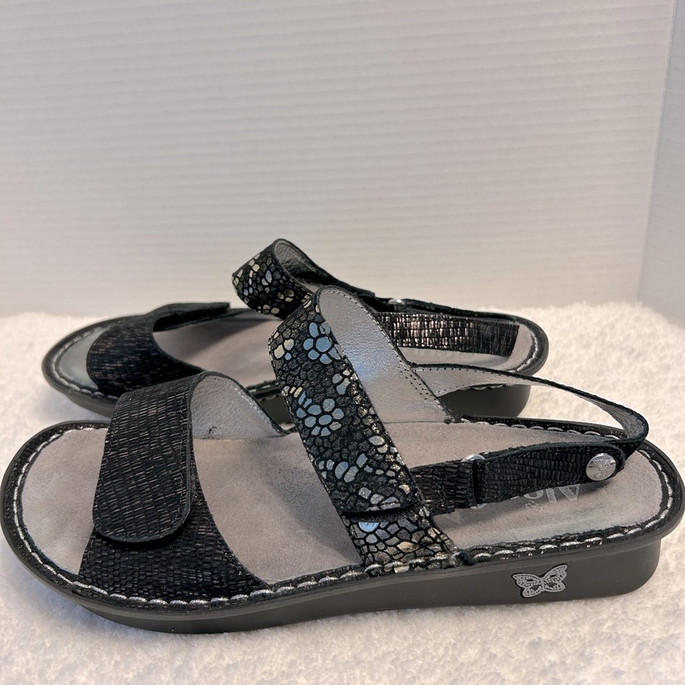 Algeria Verona Pewter Leather Women’s Slingback Sandals Size EU40, US9.5. - 10
